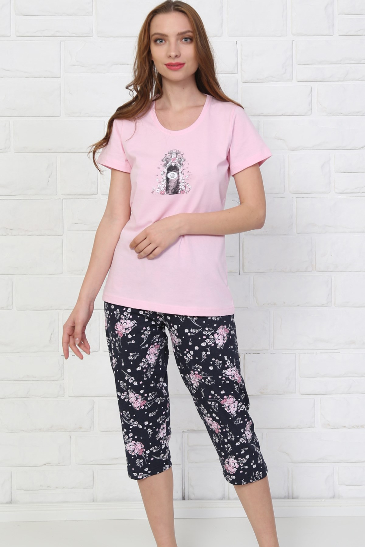 Good Look 8102040344 Kadın Kapri Pijama Takım Pembe