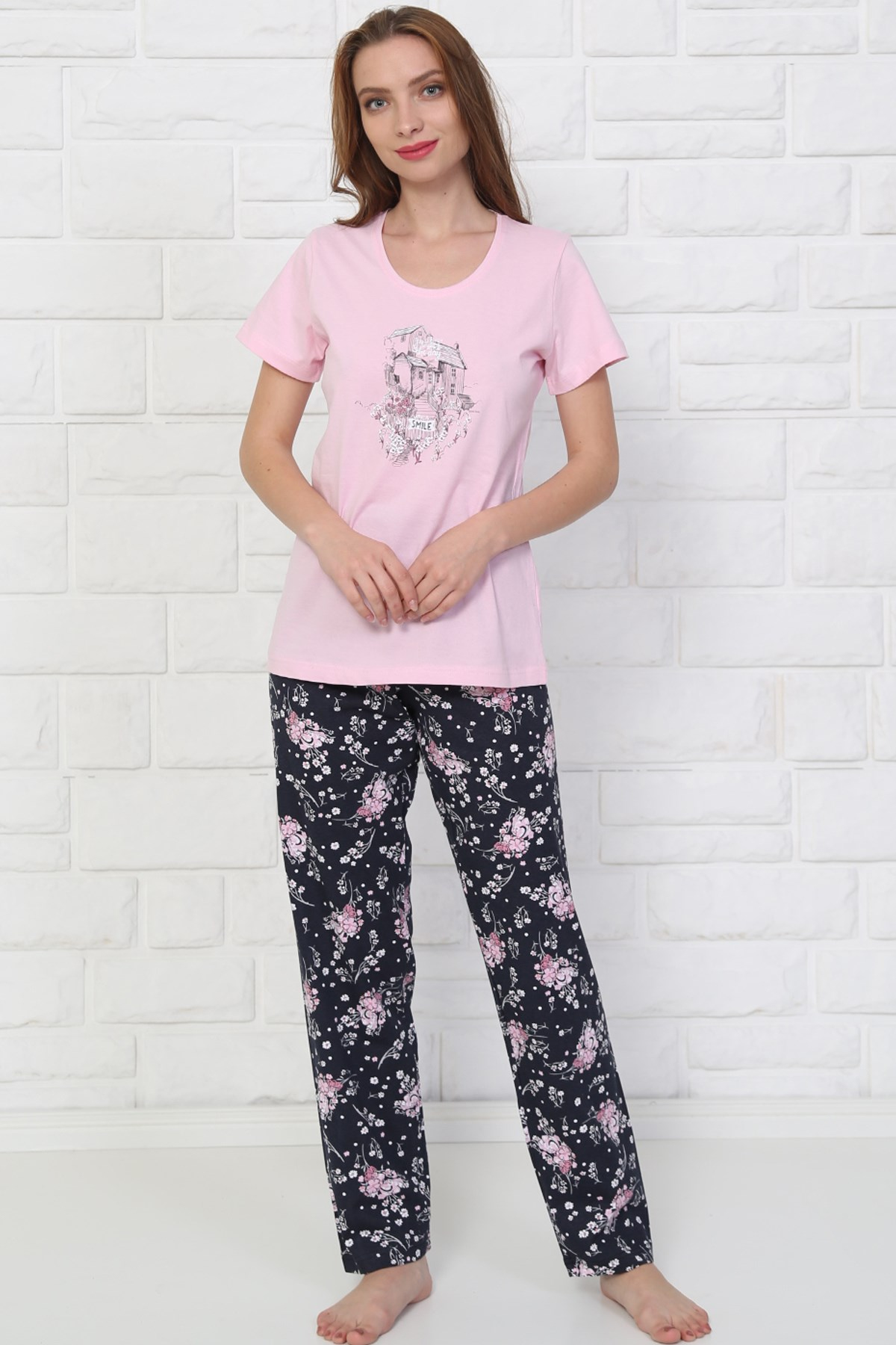 Good Look 8102050344 Kadın Kısa Kol Pijama Takım Pembe