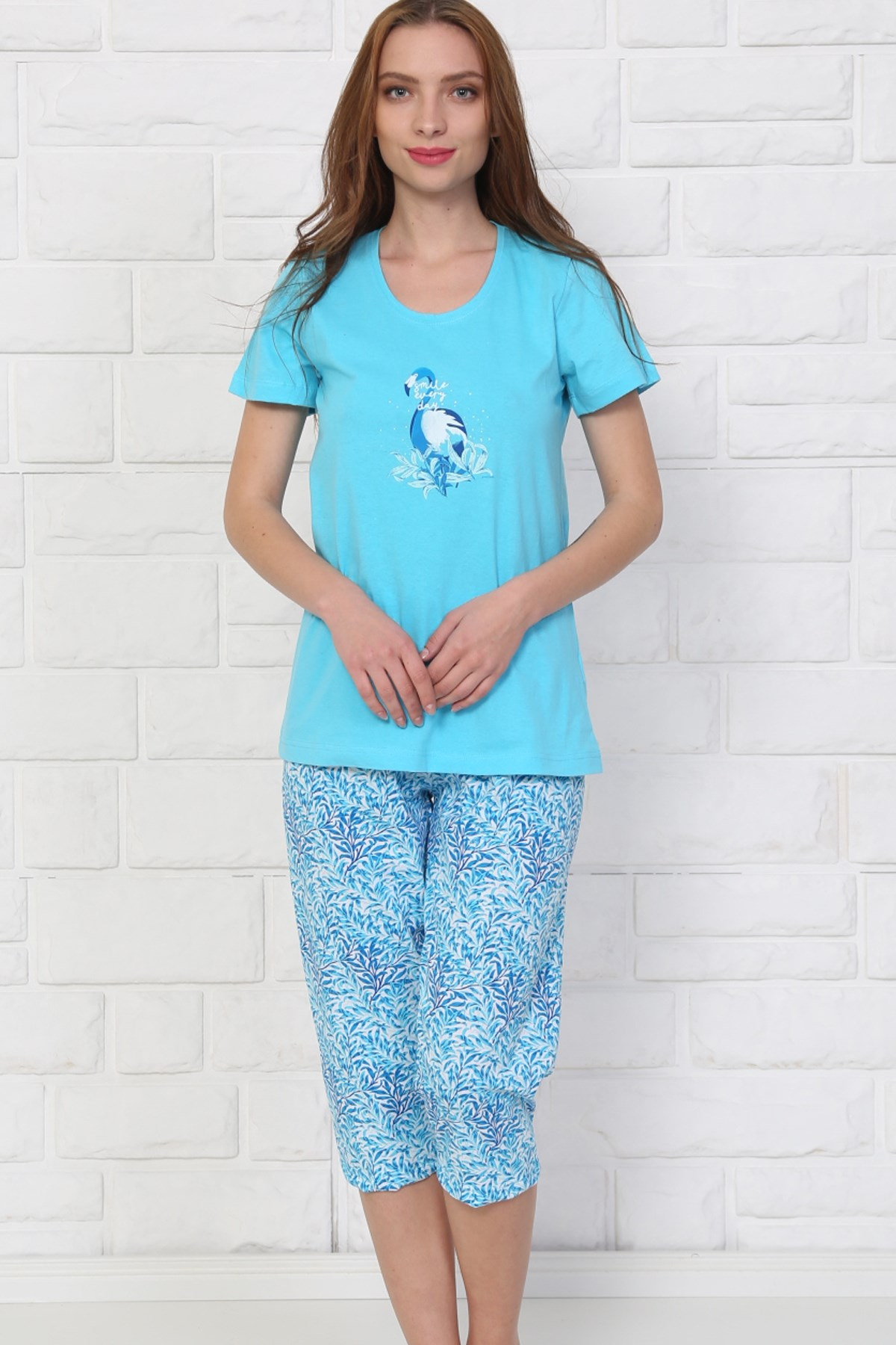 Good Look 8102144078 Kadın Kapri Pijama Takım Turkuaz