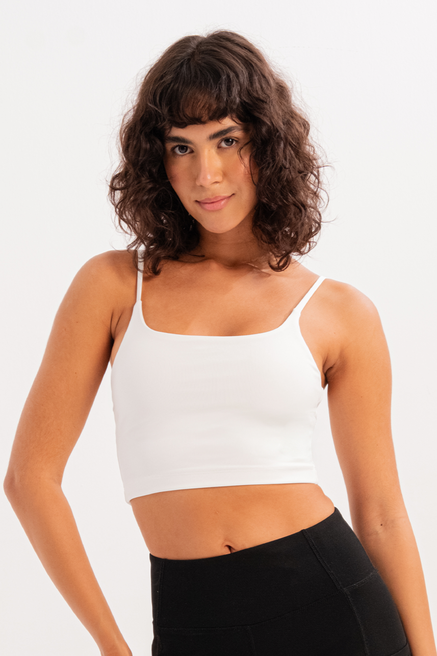 İnce Askılı Çıkarılabilir Pedli Bra Kadın Sporcu Sütyeni Spica Beyaz