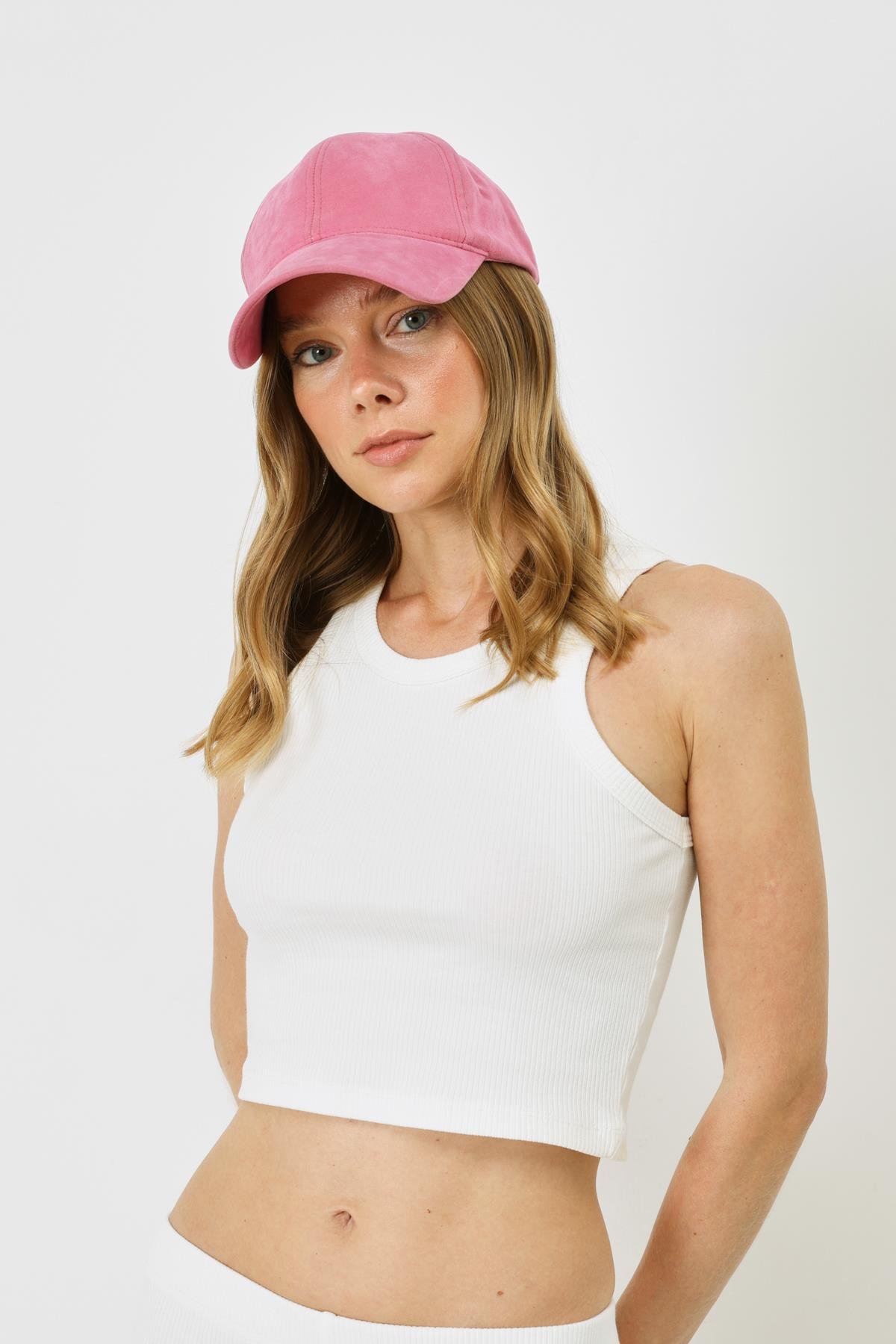 Kadın Halter Yaka Fitilli Esnek Crop Atlet 925 Ekru