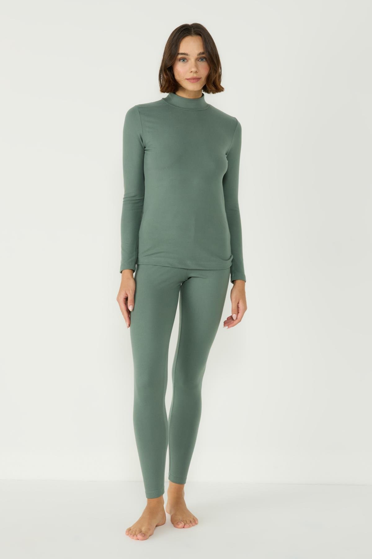 Kadın Uzun Kol Yakalı Termal Takım 405154 Haki