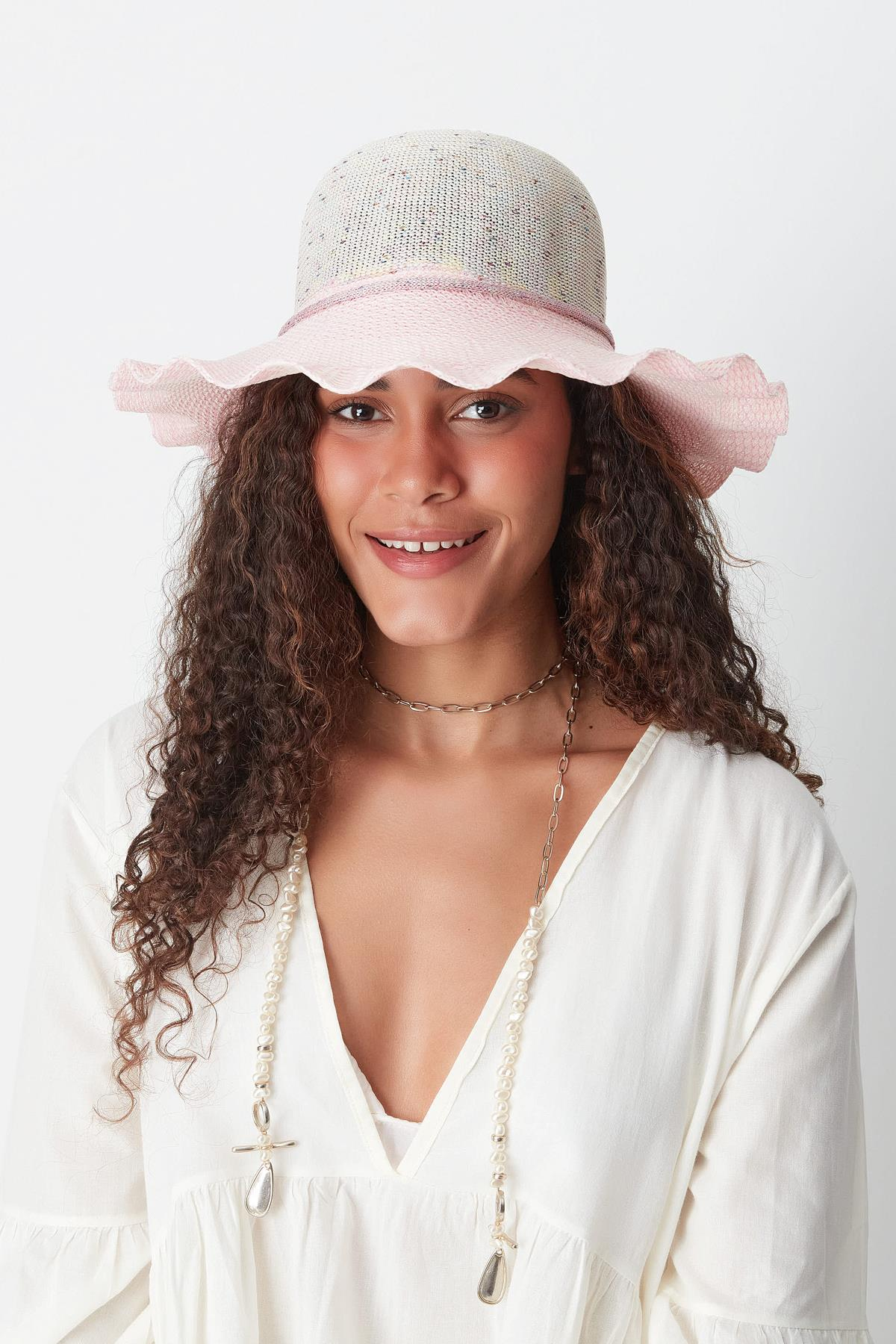 Merserize Plaj Şapkası T23740-07 Açık Pembe