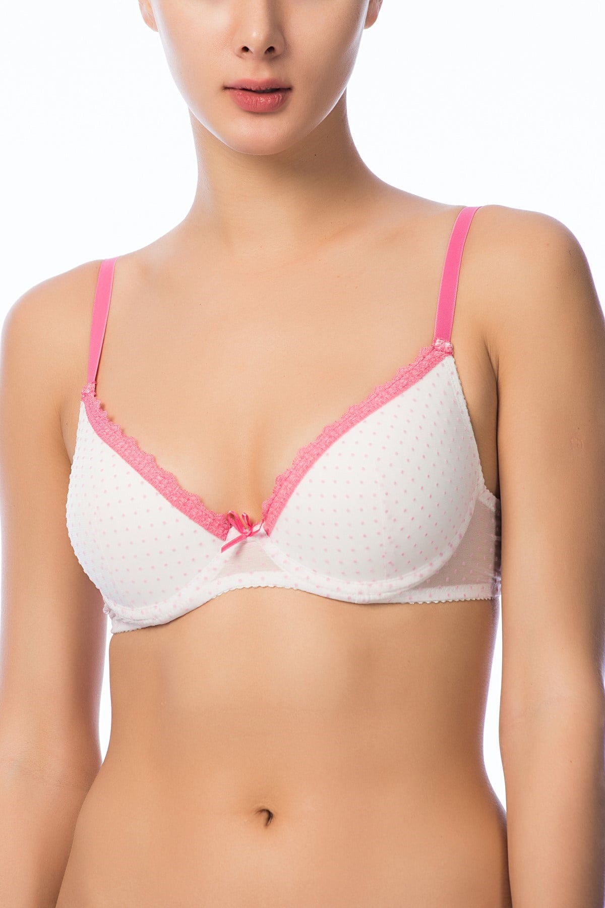 Nbb 3657 Dantelli Sütyen Beyaz/Fuşya