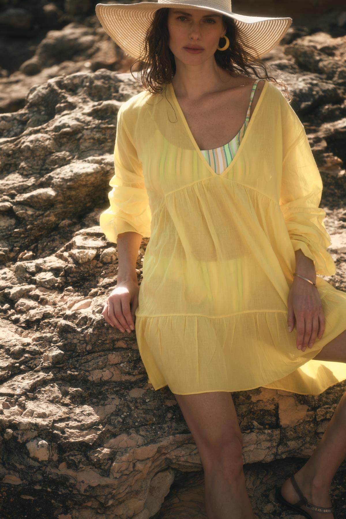 Pareo Plaj Elbisesi 22329 Sarı