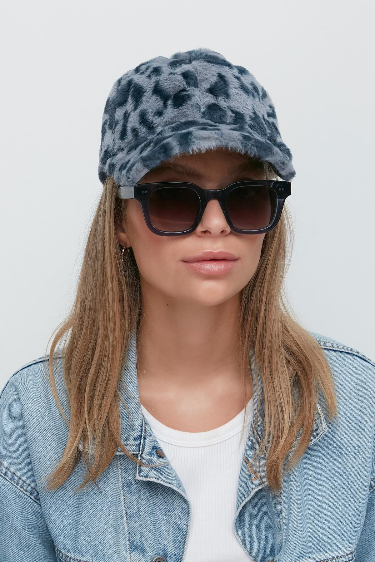 Peluş Siperli Şapka 8008 Gri/Leopar