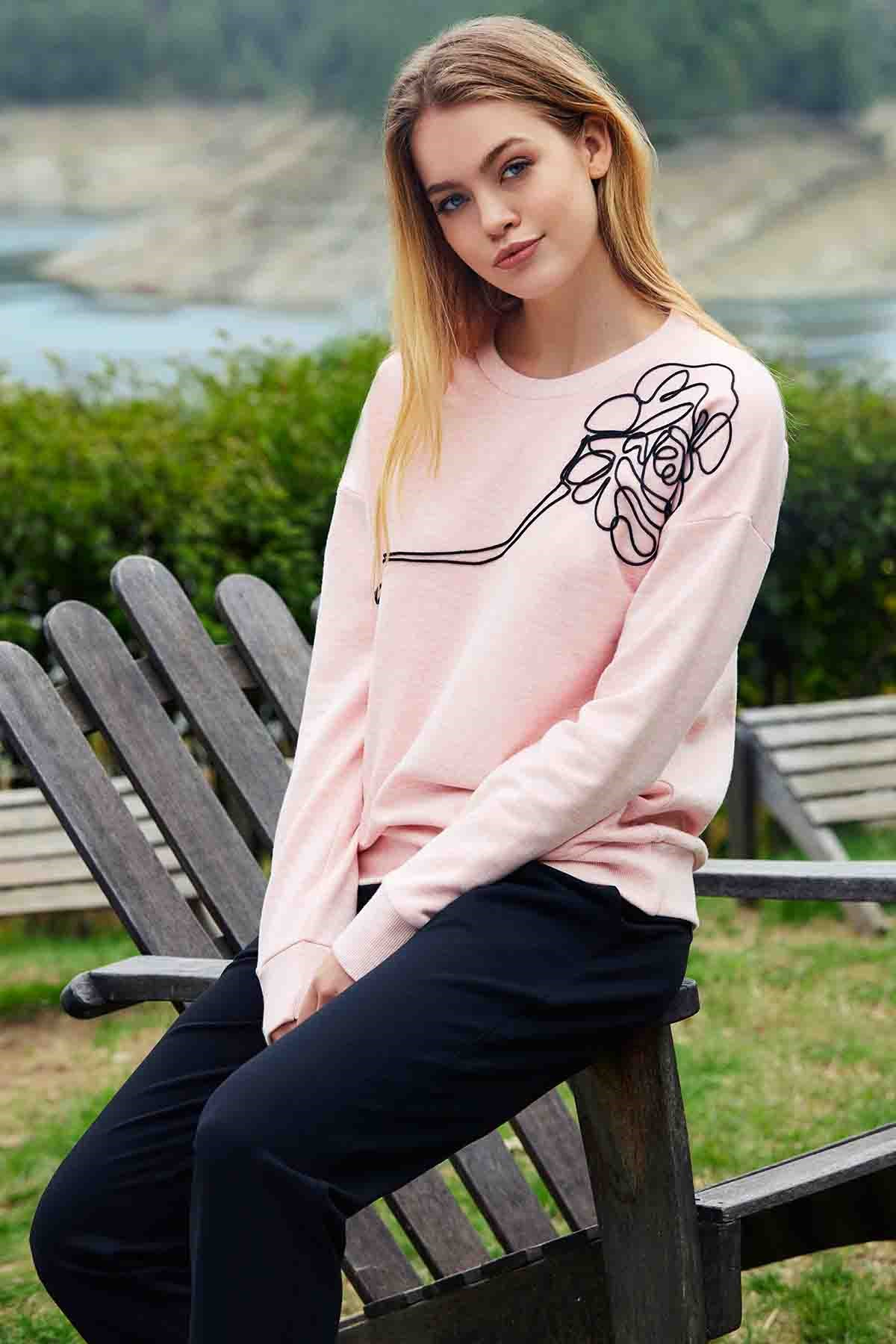 Penye Mood 8447 Kadın Pijama Takım Pembe