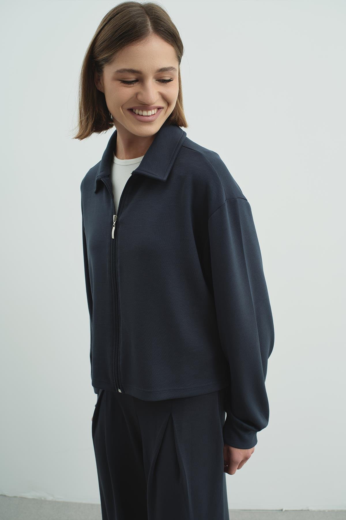 Pure Touch Fermuarlı Sweat CC7002 Füme