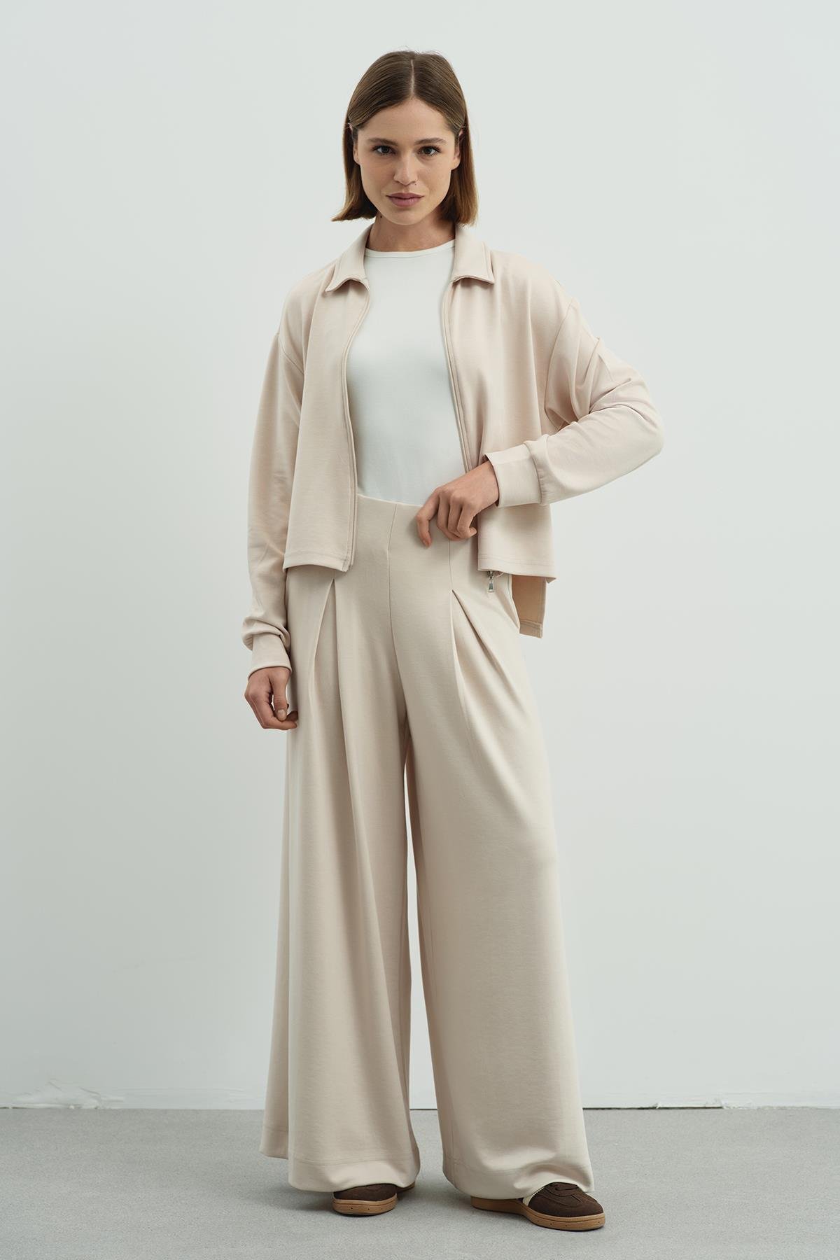 Pure Touch Tek Pileli Pantolon CC7007 Bej