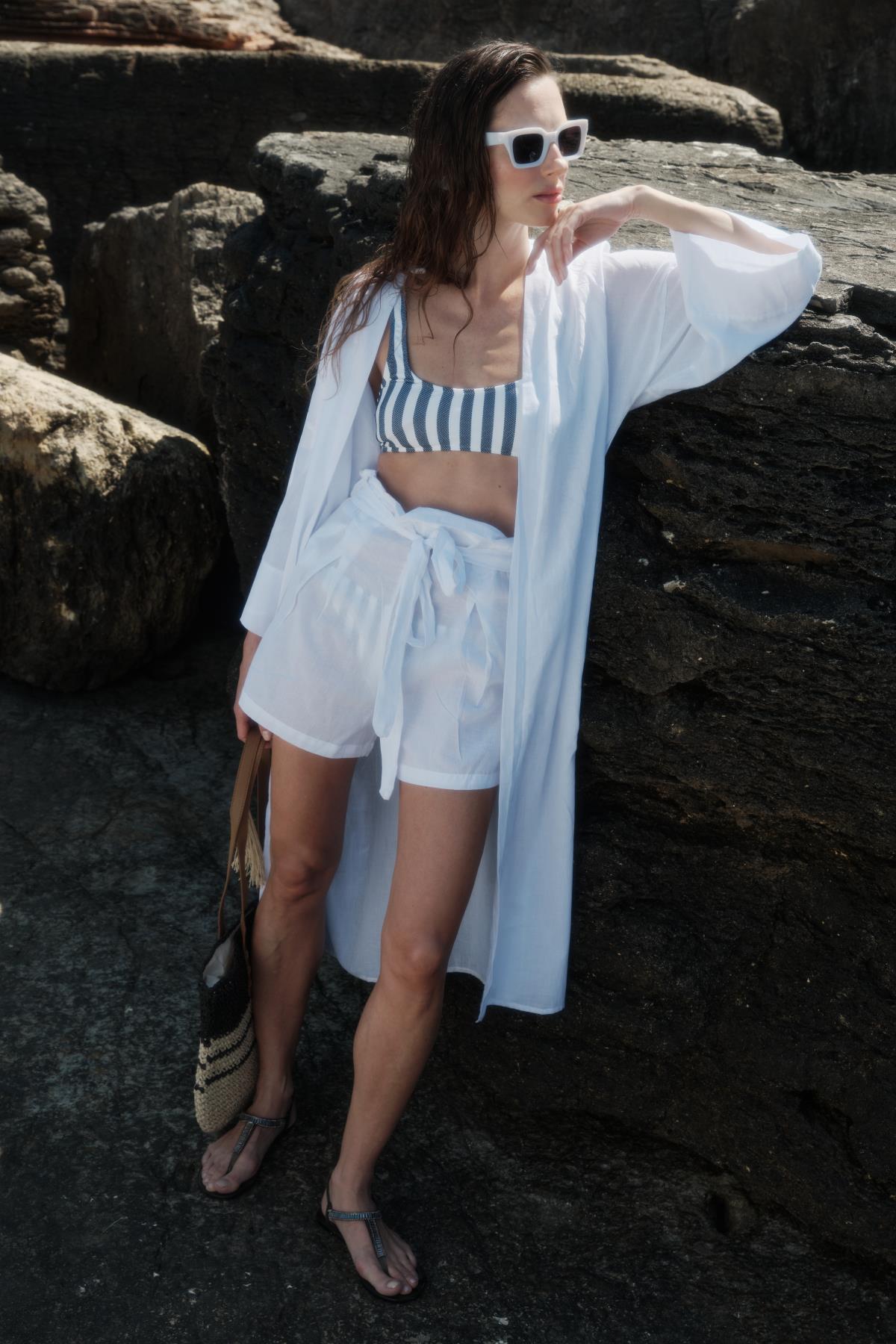 Şortlu Kimono Takım 9069 Beyaz