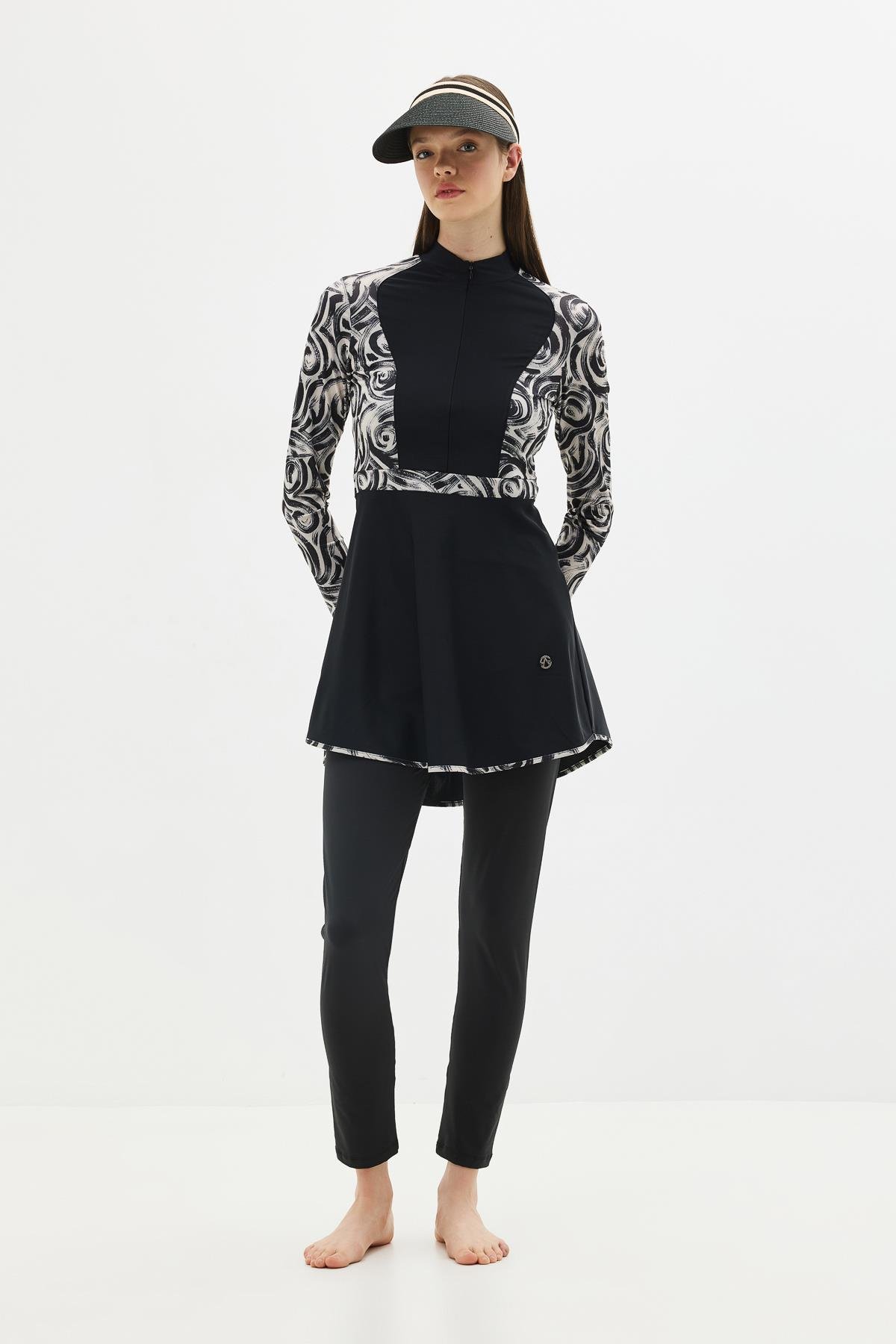 Tam Kapalı 4 lü Tesettür Mayo C14013 Siyah