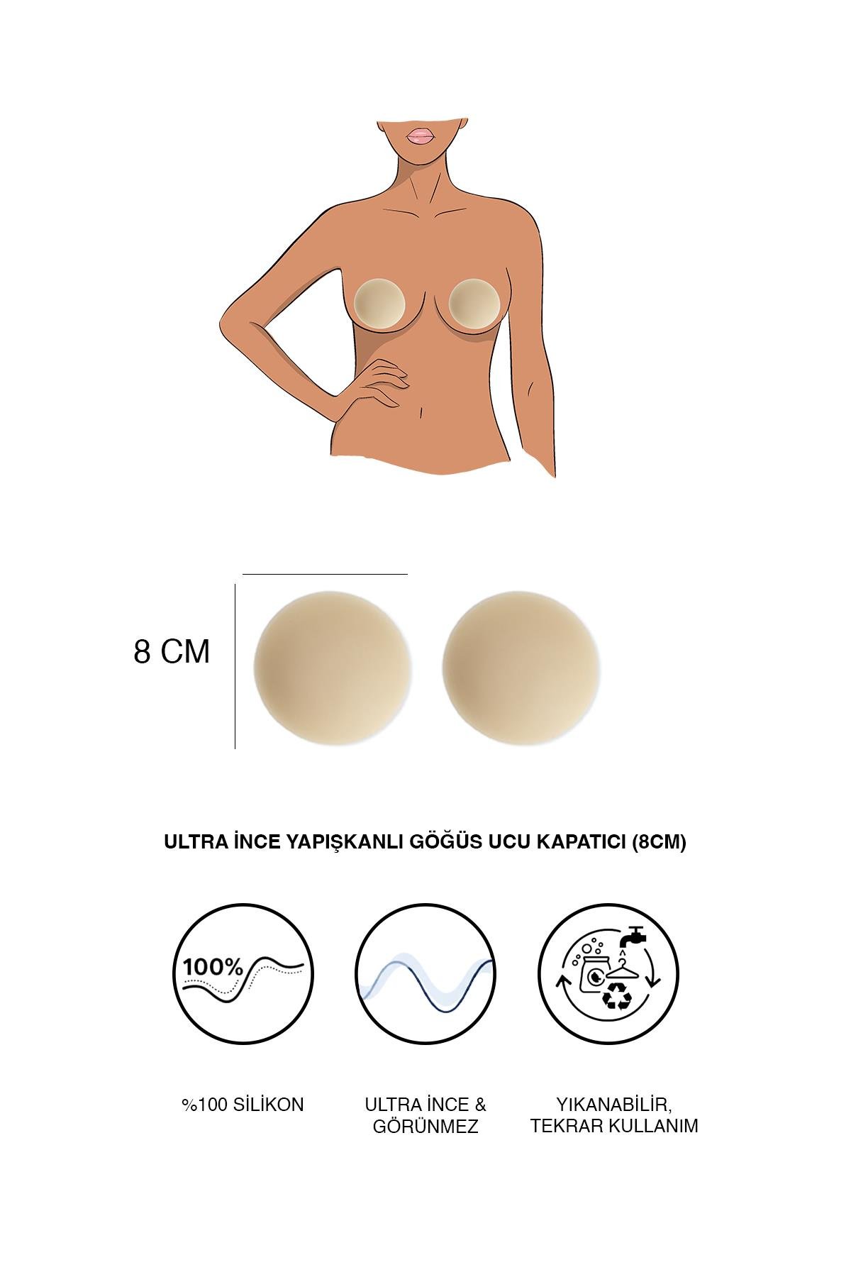 Ultra İnce Yapışkanlı Göğüs Ucu Kapatıcı (8cm) 7234 Açık Ten