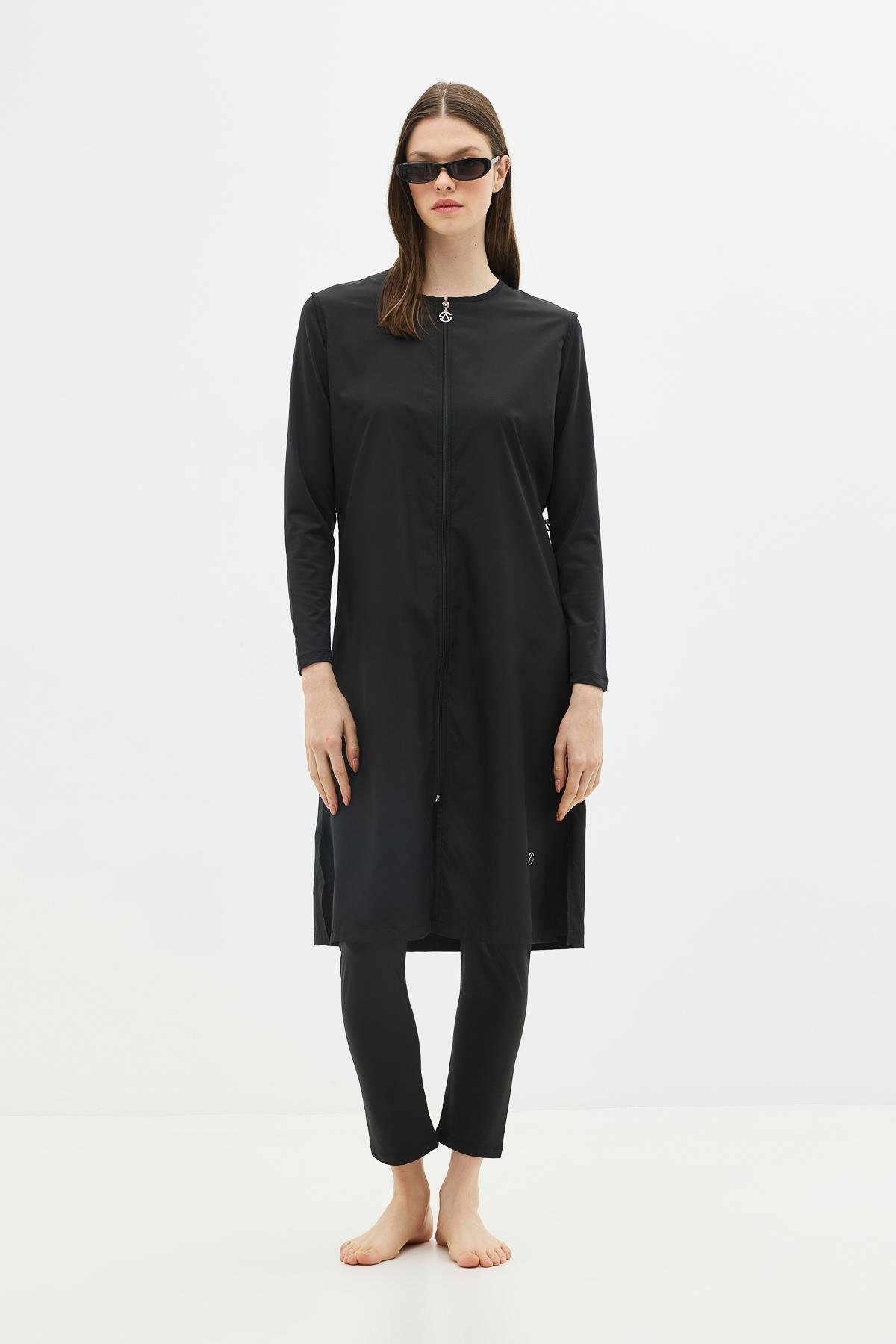 Uzun Tam Kapalı Tesettür Mayo C13075 Siyah