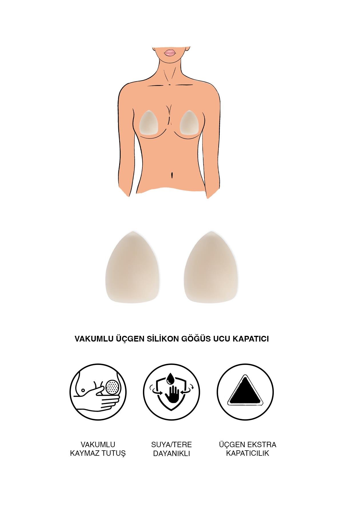 Vakumlu Üçgen Silikon Göğüs Ucu Kapatıcı 7235 Ten