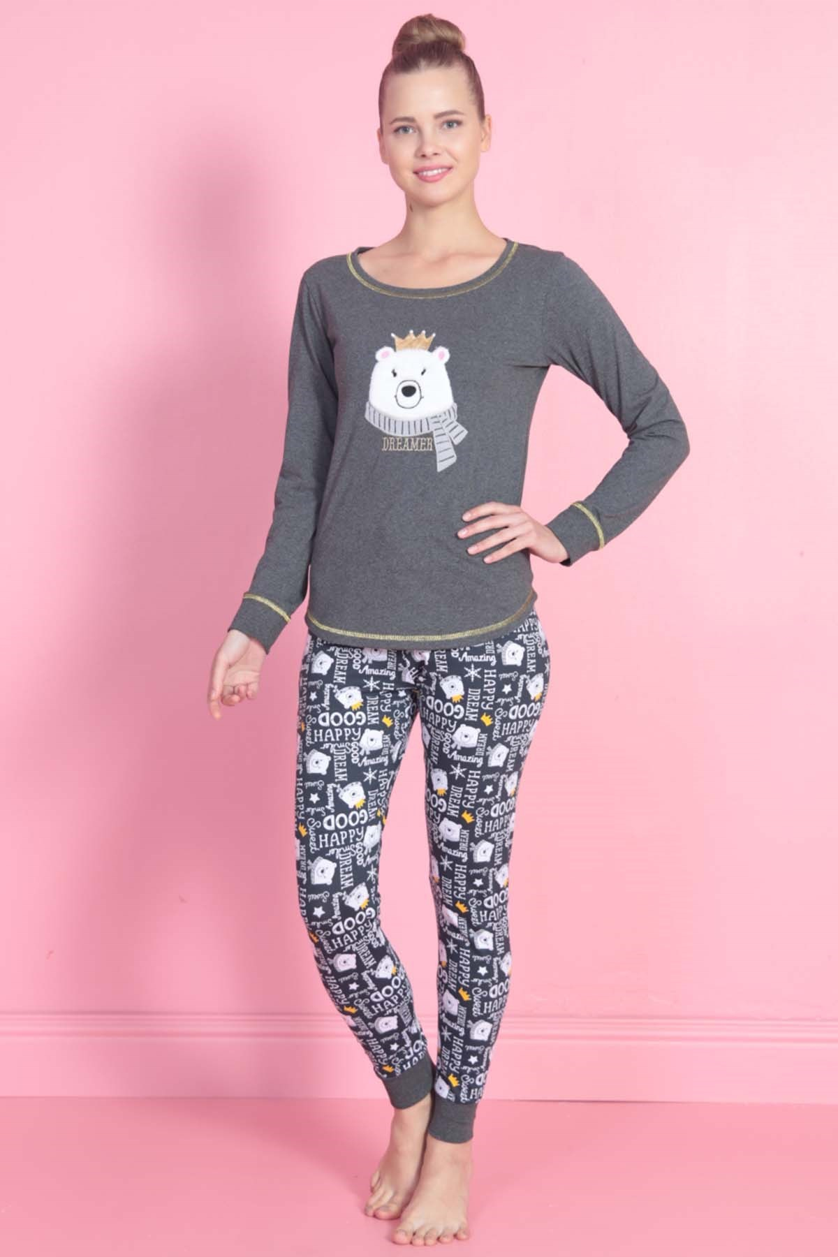 Vienetta 8020347555 Kadın Pijama Takım Antrasit