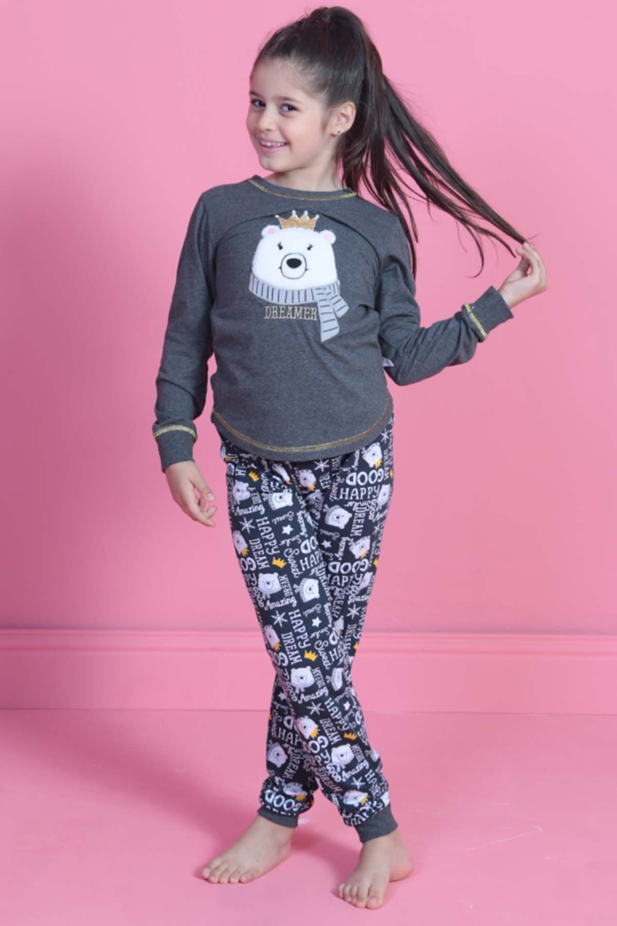 Vienetta 8020357555 Çocuk Pijama Takım Antrasit