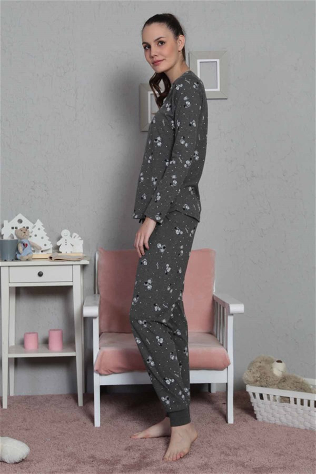 Vienetta 8021110352 Kadın Pijama Takım Antrasit