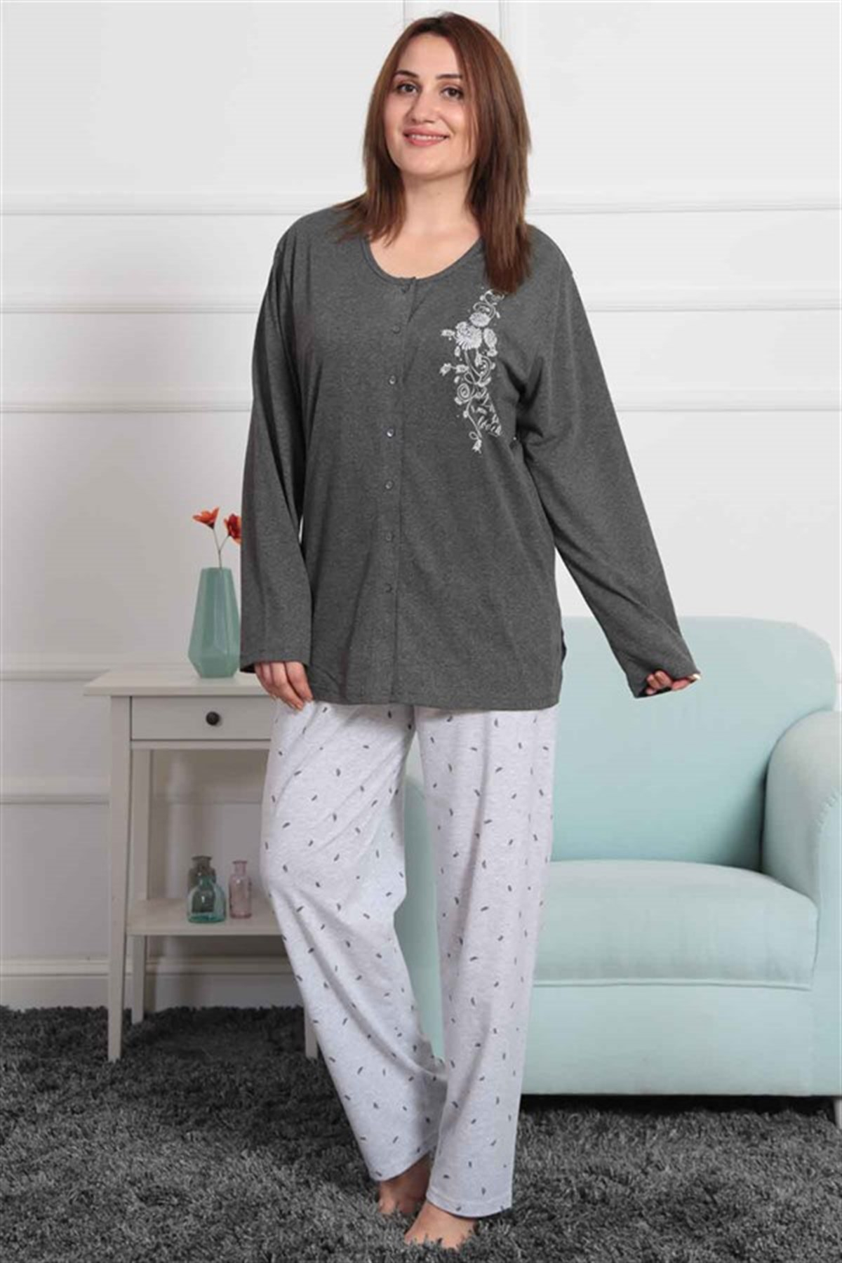 Vienetta 8021951536 Kadın Pijama Takım Antrasit