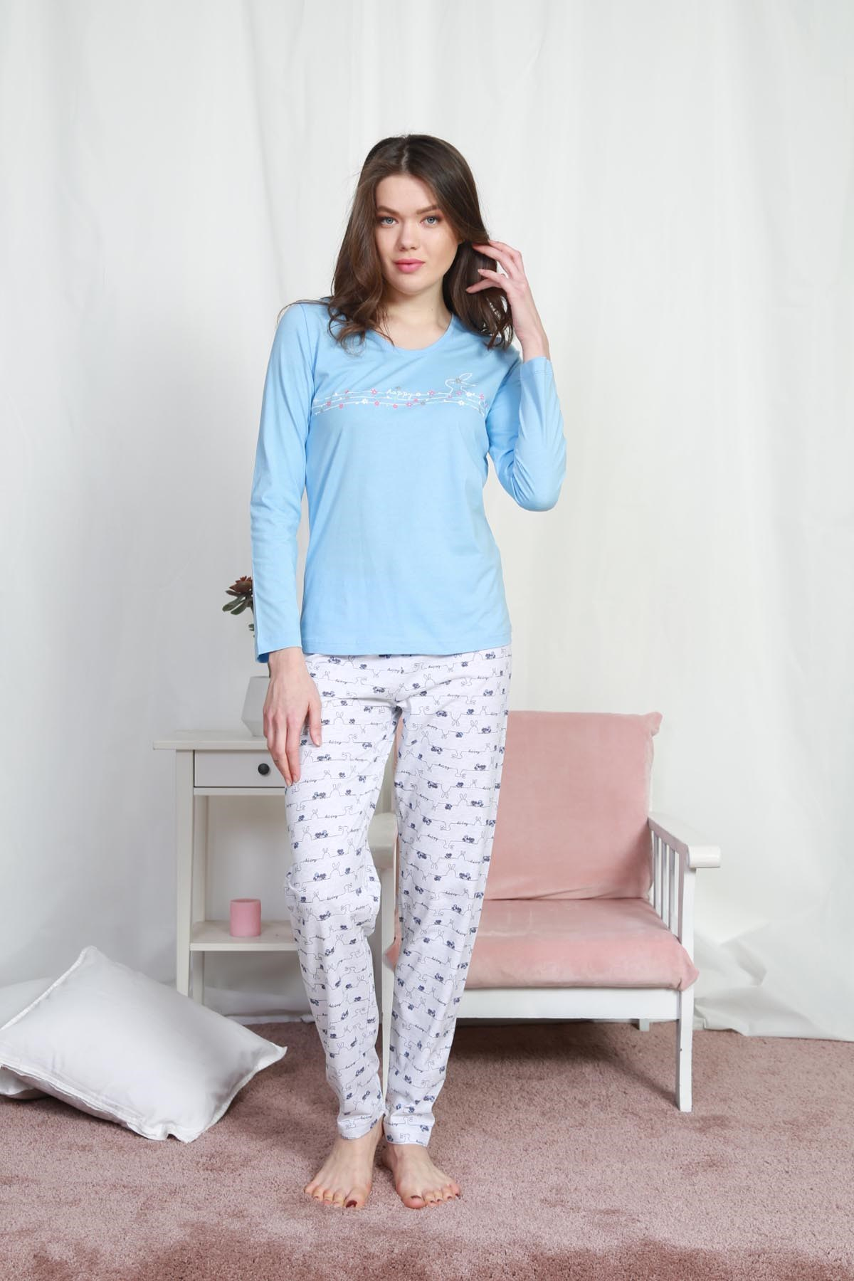 Vienetta Kadın Pijama Takım 9030475537 Mavi