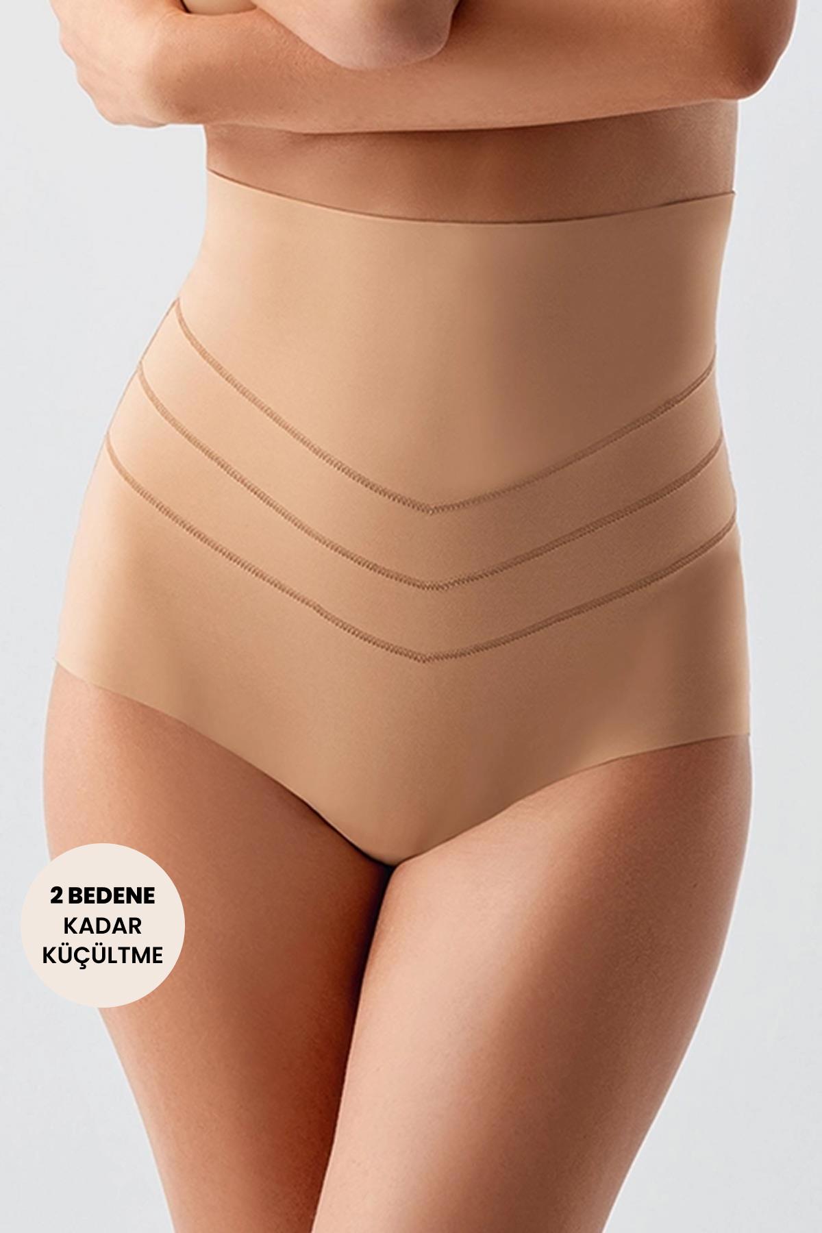 Yüksek Bel Lazer Kesim Külot Korse 9603 Ten