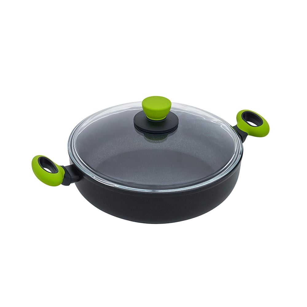 Leggno Colorgy Titanyum Sığ Pilav Tenceresi 28 cm Yeşil Kulp