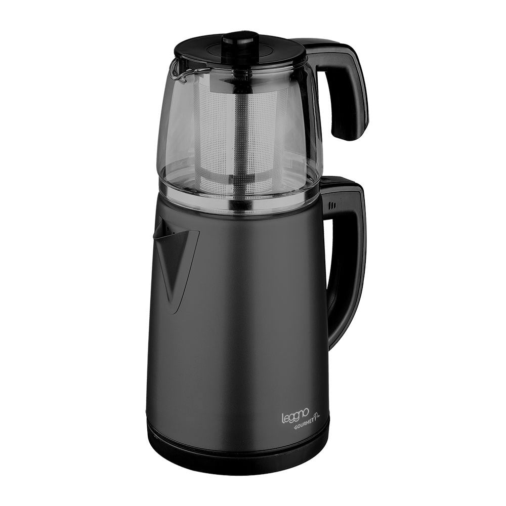 Leggno Gourmet Pro Cam Demlikli Çay Makinesi Siyah