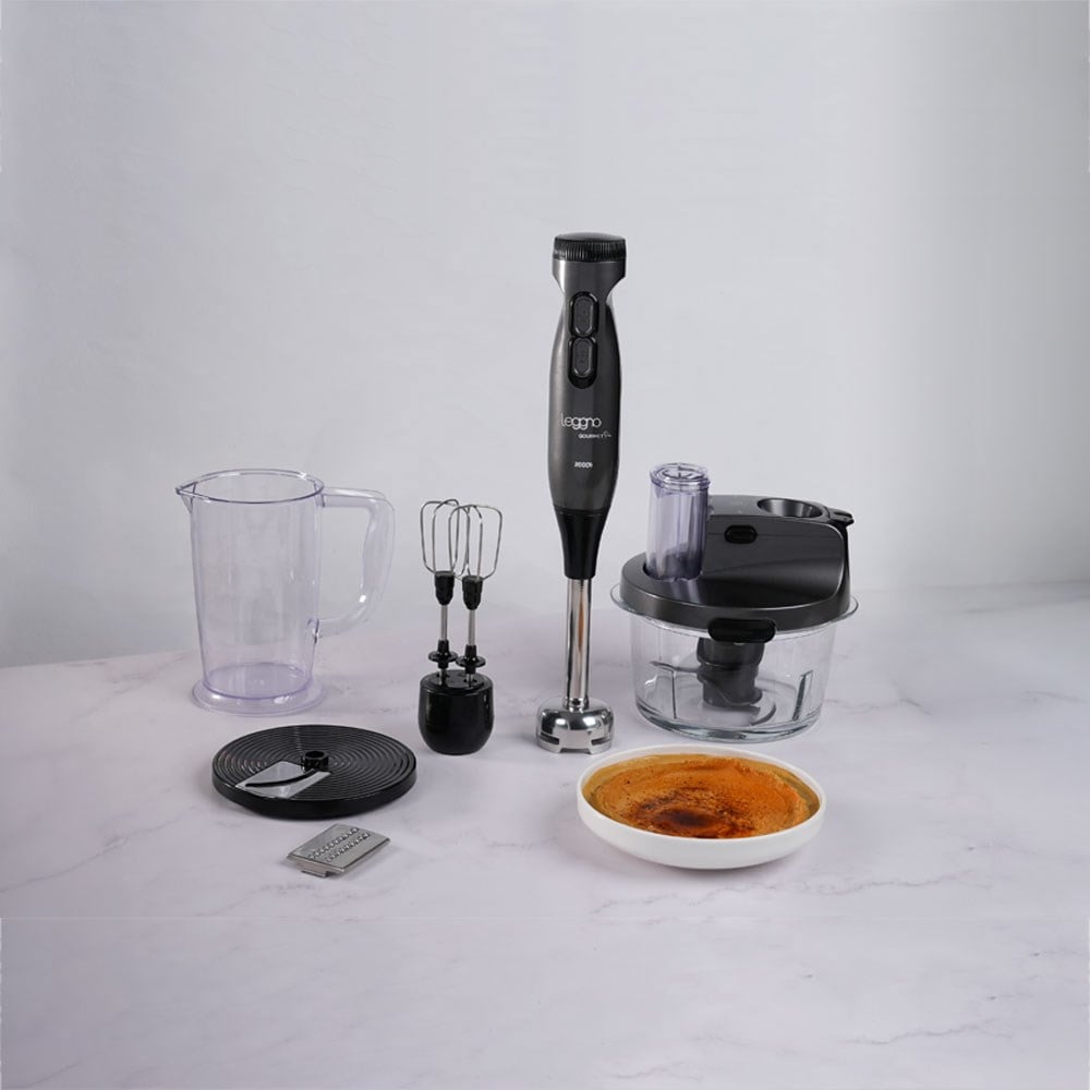 Leggno Gourmet Pro Cam Hazneli Blender Seti Metalik Gri