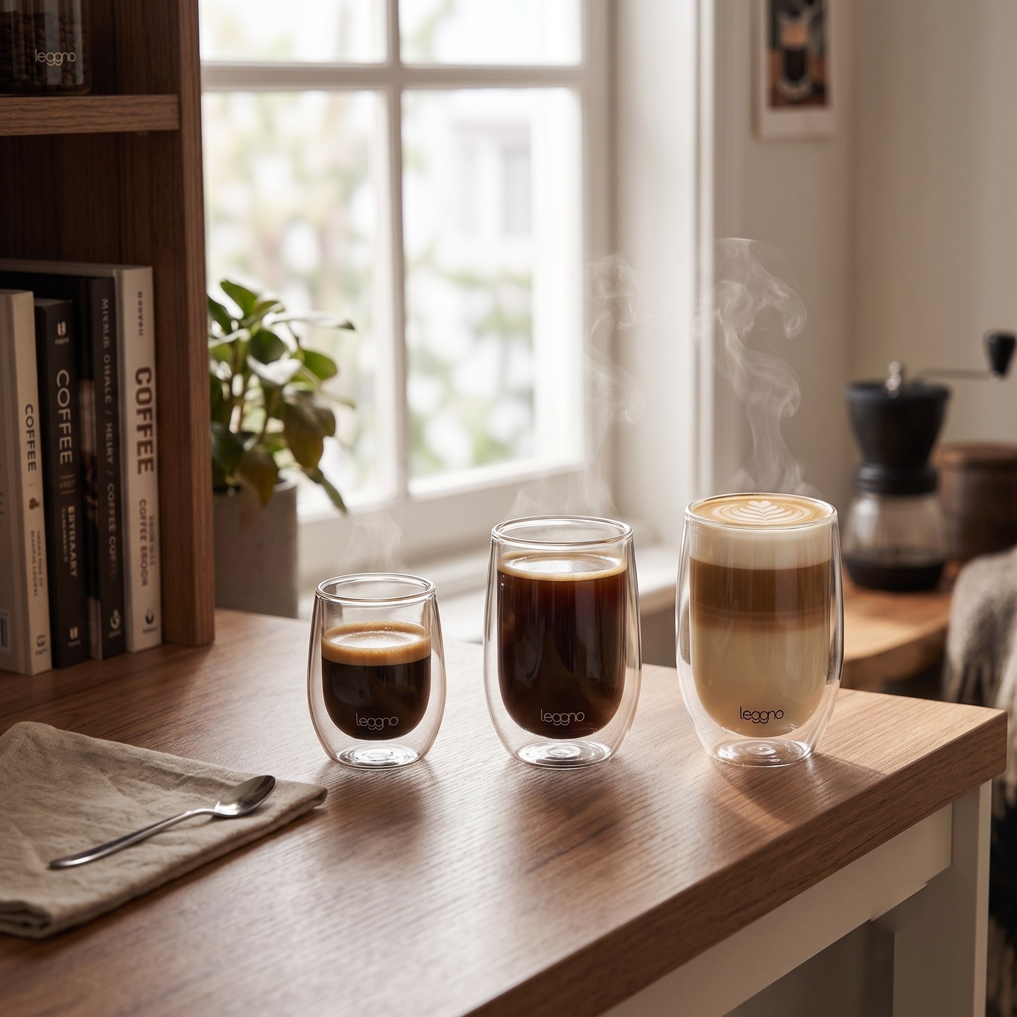 Leggno Vetro Çift Cidarlı Cam Latte Bardağı 330 ml