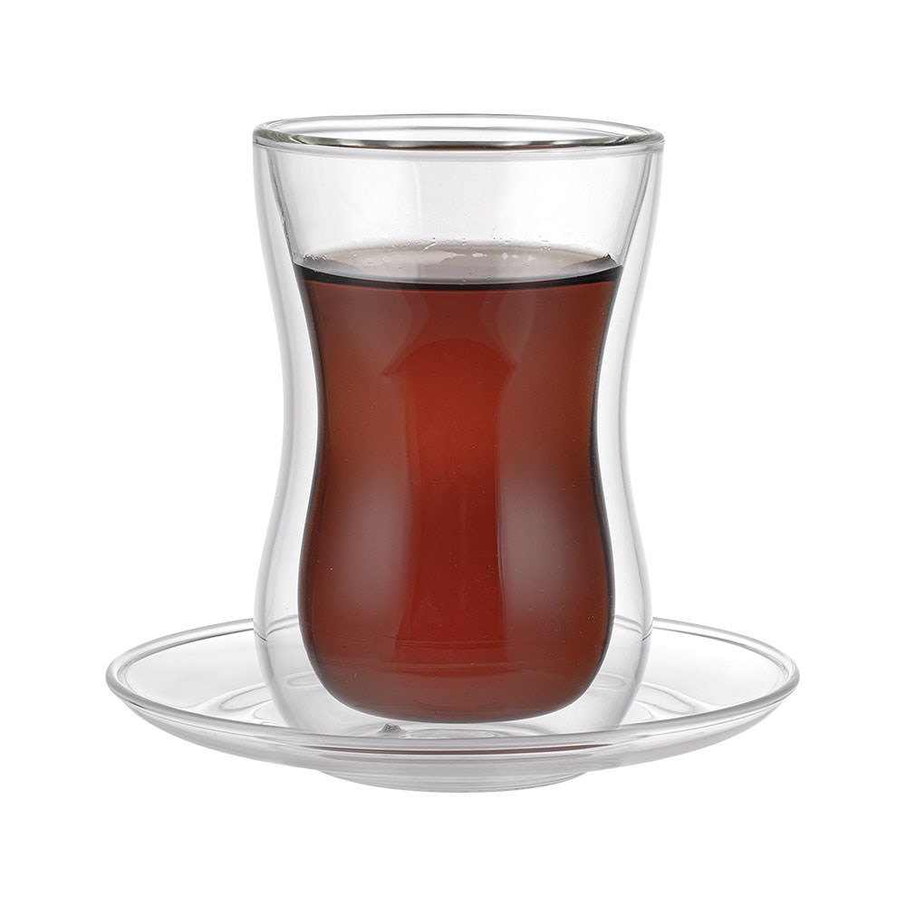 Leggno Vetro Çift Cidarlı Çay Bardağı 4 Parça