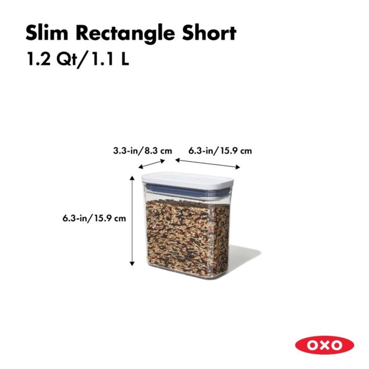 Oxo Pop Container Saklama Kabı Slim Dikdörtgen 1,2