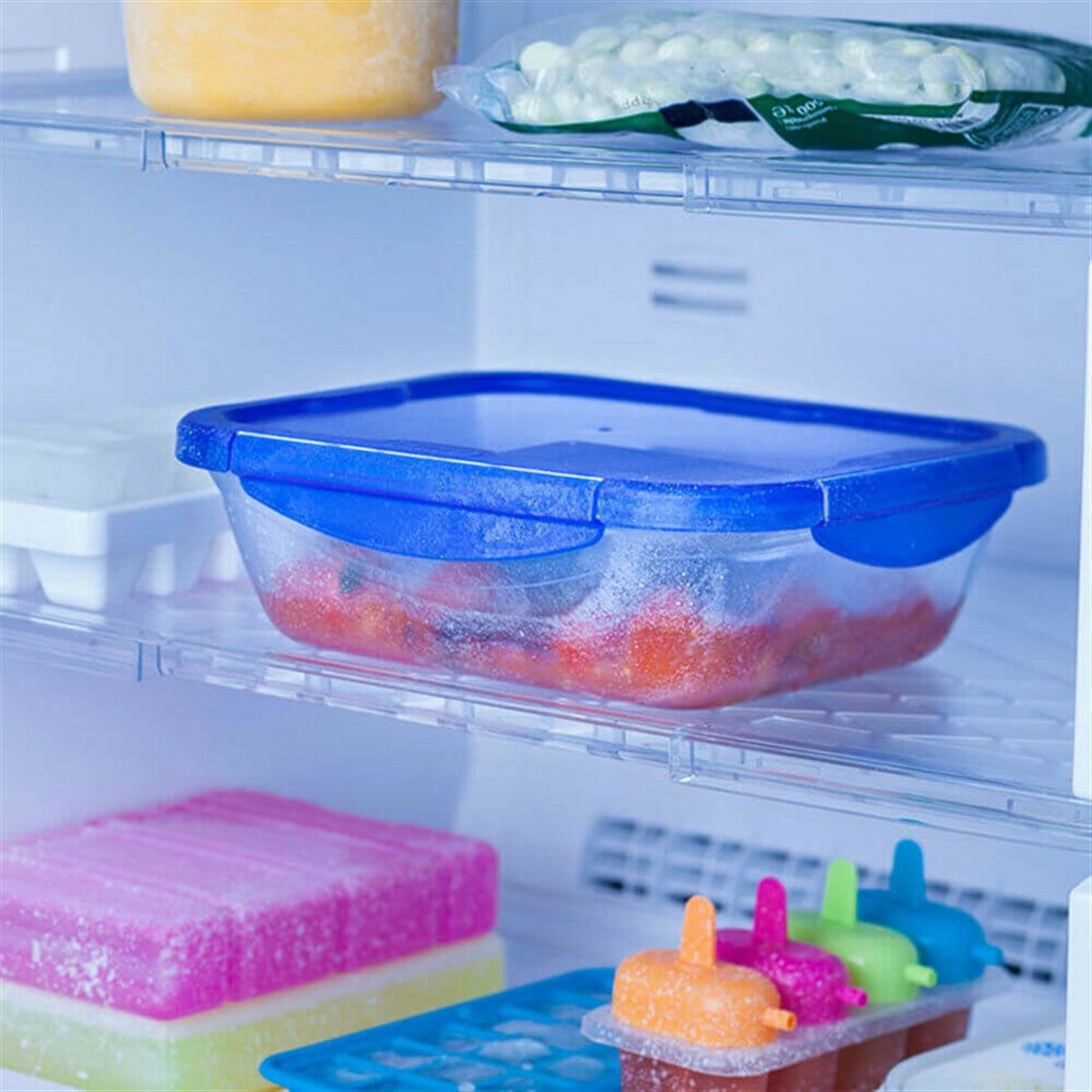 Pyrex 2'Li Dikdörtgen Kapaklı Saklama Kabı Seti Mavi