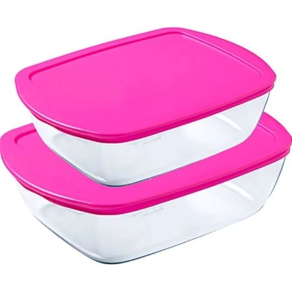 Pyrex 2'Li Dikdörtgen Saklama Kabı Seti 2 Parça Pembe