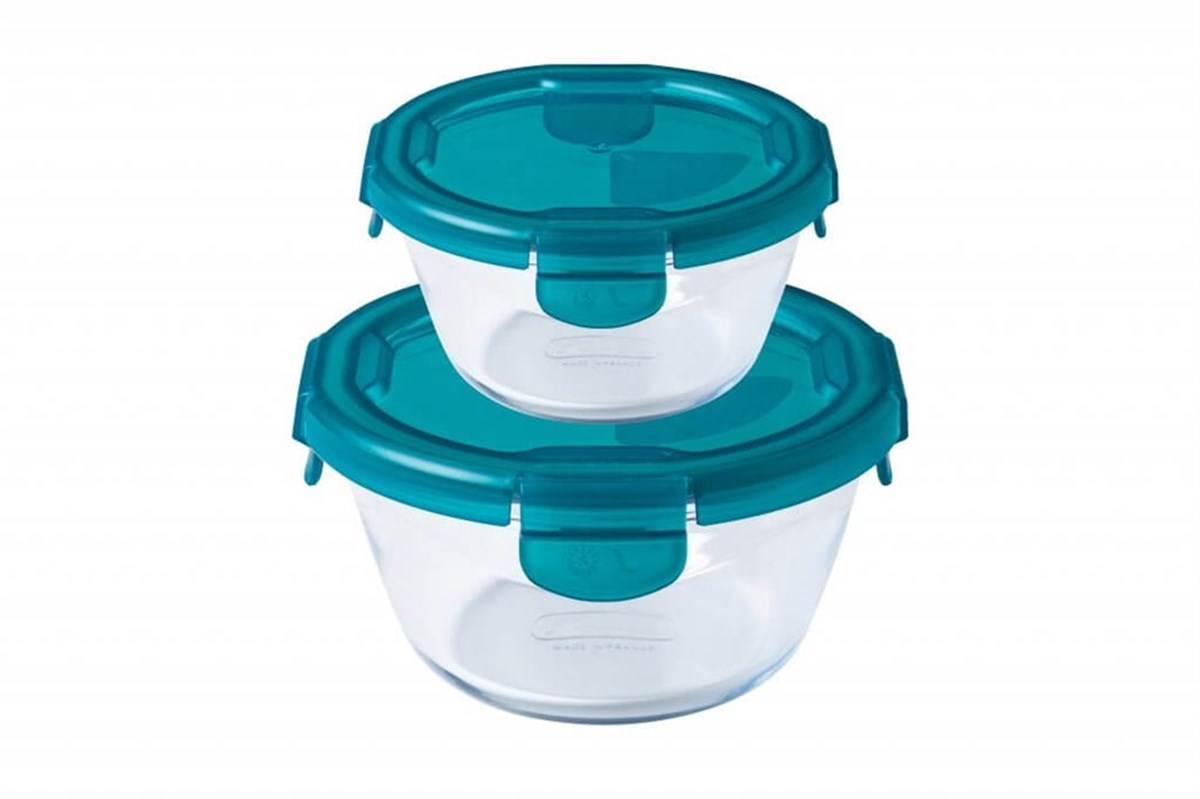 Pyrex 2'Li Yuvarlak Kapaklı Saklama Kabı Seti