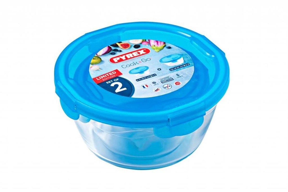 Pyrex 2'Li Yuvarlak Kapaklı Saklama Kabı Seti