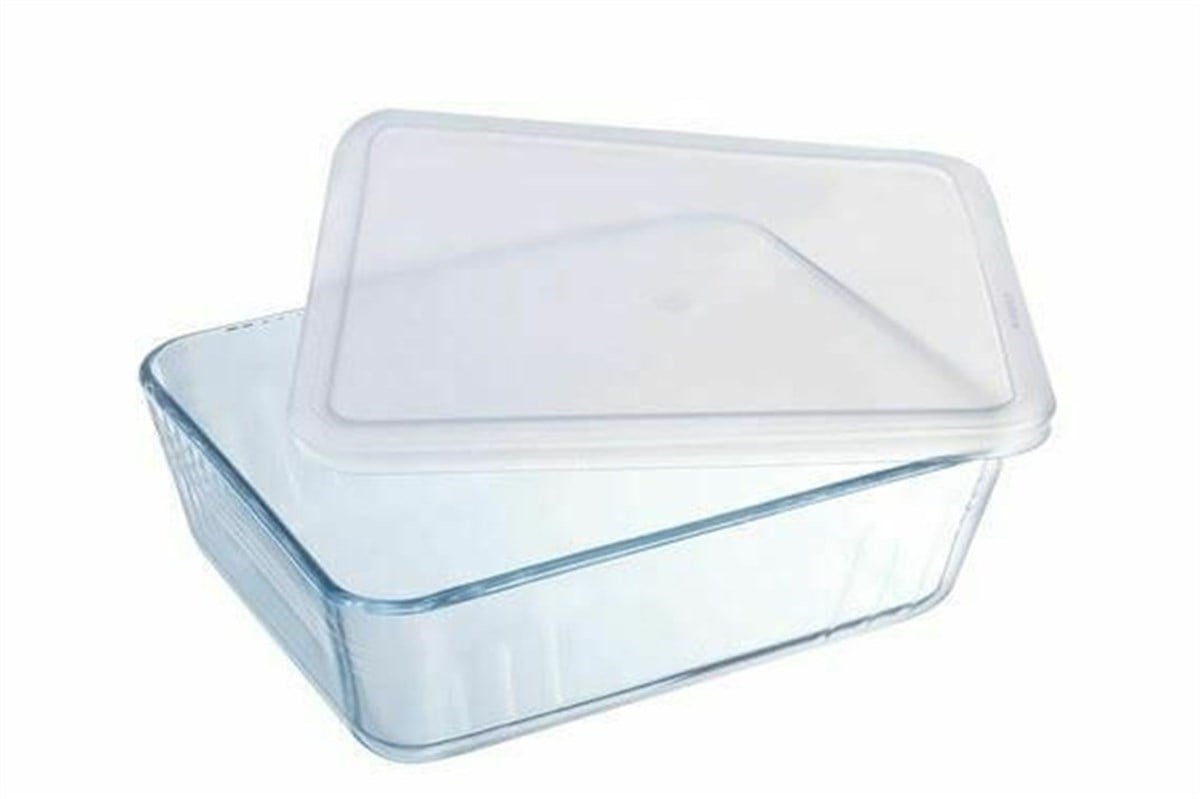 Pyrex Dikdörtgen 2'li Kapaklı Cam Saklama Kabı