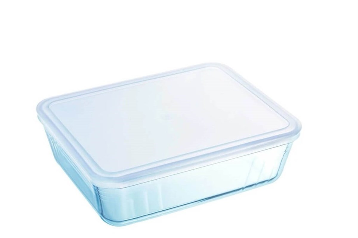Pyrex Dikdörtgen 2'li Kapaklı Cam Saklama Kabı