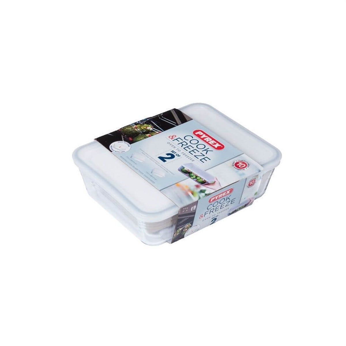Pyrex Dikdörtgen 2'li Kapaklı Cam Saklama Kabı