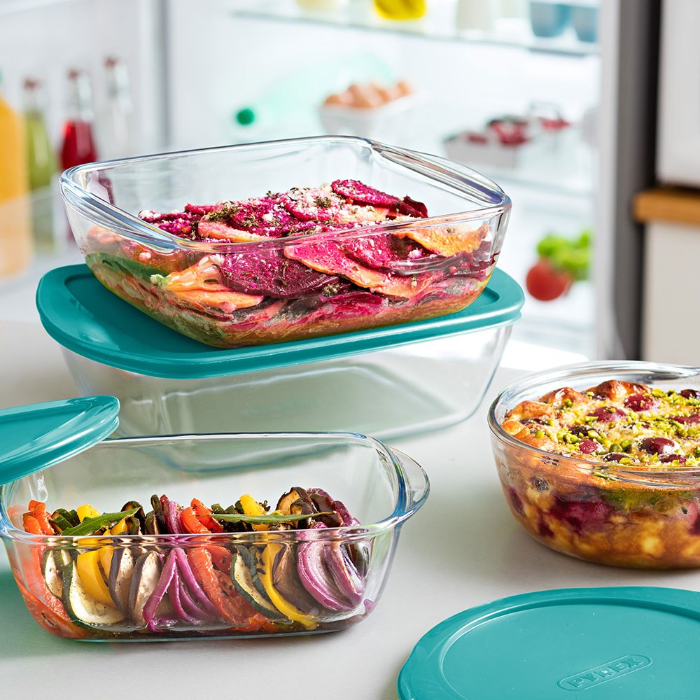 Pyrex Dikdörtgen Kapaklı Cam Saklama Kabı 400 ml