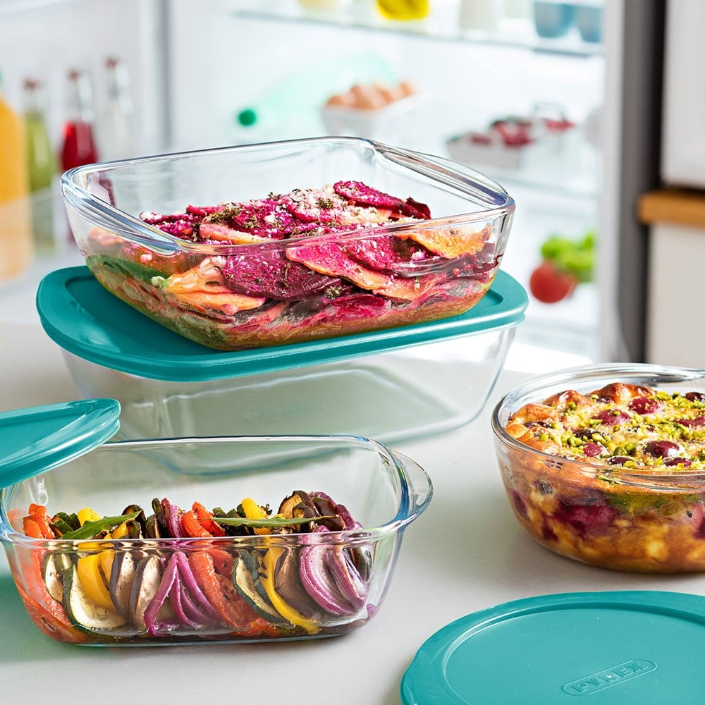 Pyrex Dikdörtgen Kapaklı Cam Saklama Kabı 400 ml
