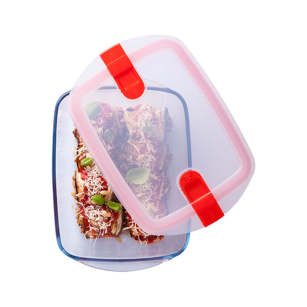 Pyrex Dikdörtgen Kapaklı Mikrodalga Fırına Uygun Saklama Kabı 400 ml
