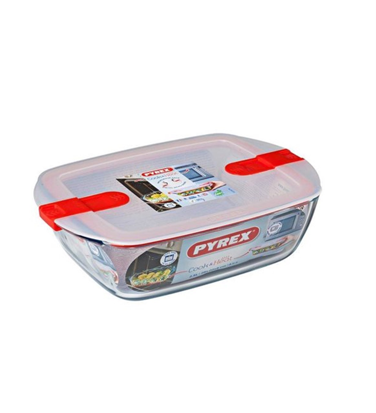 Pyrex Dikdörtgen Mikrodalgaya Uygun Kapaklı Saklama Kabı Mikrodalga 1.1 L