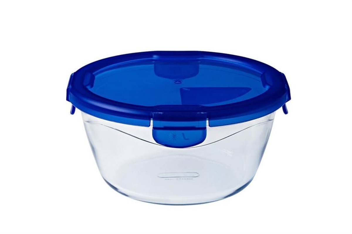 Pyrex Kare Kapaklı Cam Saklama Kabı Mavi 700 ml