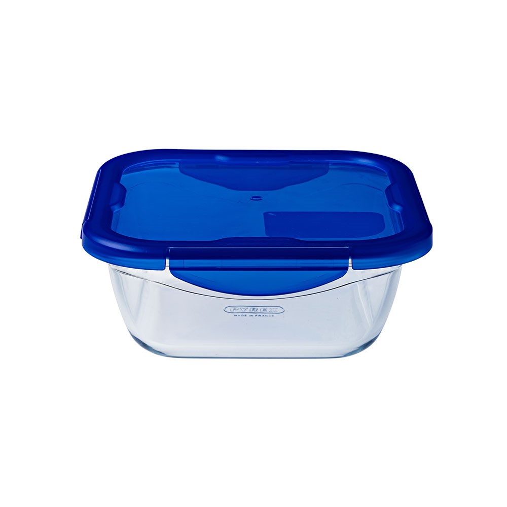 Pyrex Kare Kapaklı Saklama Kabı 1.9 L Mavi