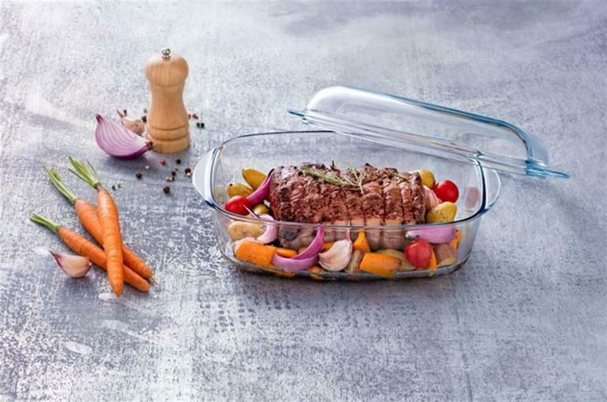 Pyrex Rectangular Cam Kapaklı Tencere 6.5 L