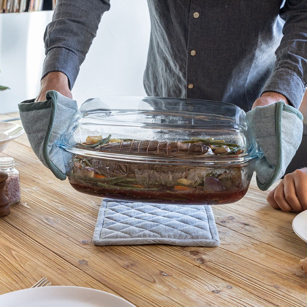 Pyrex Rectangular Dikdörtgen Kapaklı Cam Fırın Kabı 33 x 20 cm