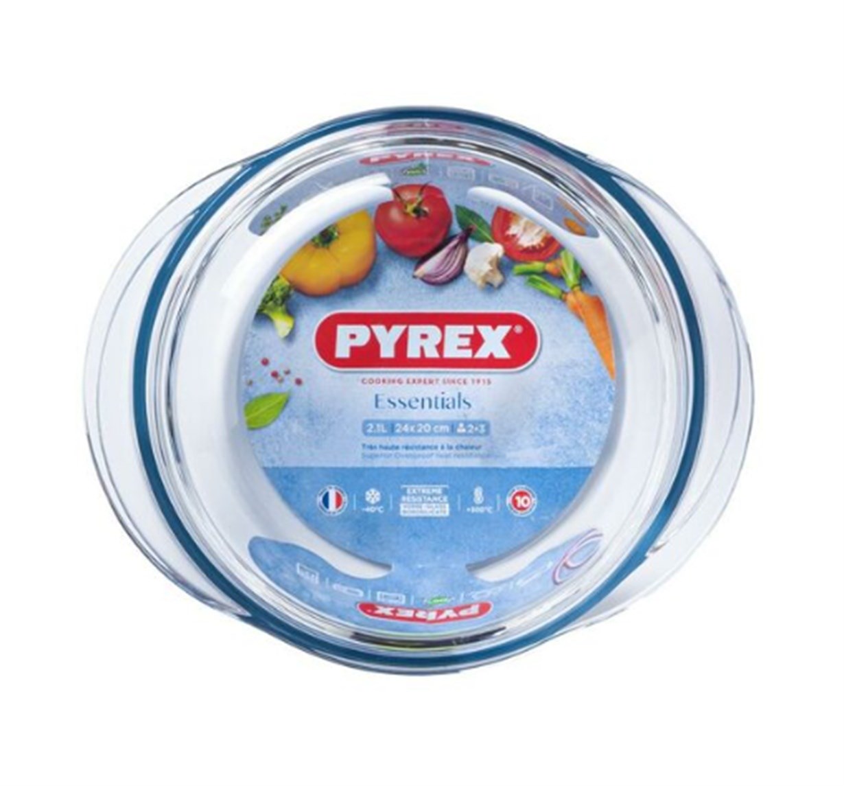 Pyrex Yuvarlak Cam Kapaklı Fırın Kabı 3 L