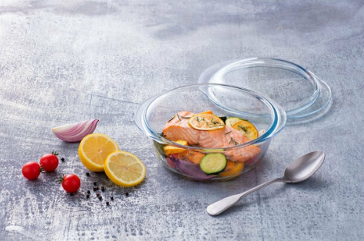 Pyrex Yuvarlak Cam Kapaklı Fırın Kabı 3 L