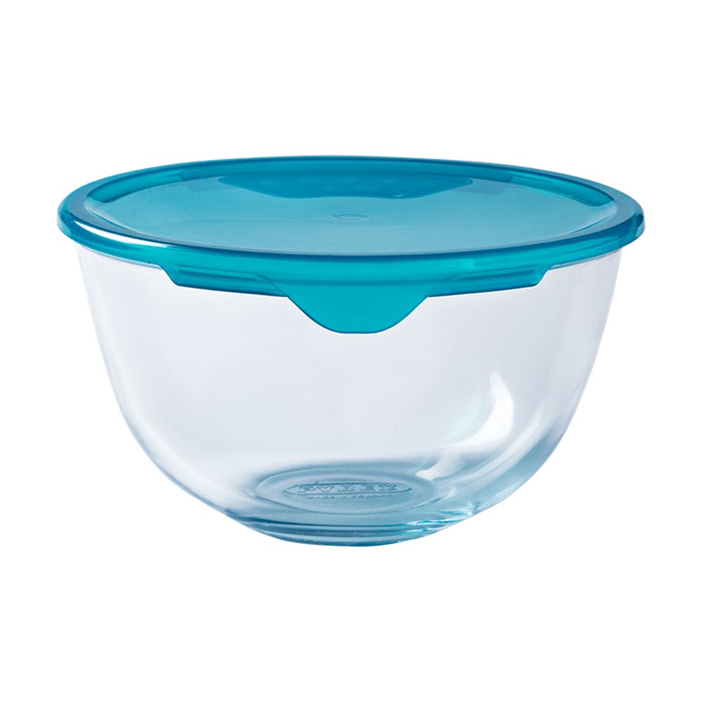 Pyrex Yuvarlak Cam Kapaklı Kase 500 ml Mavi