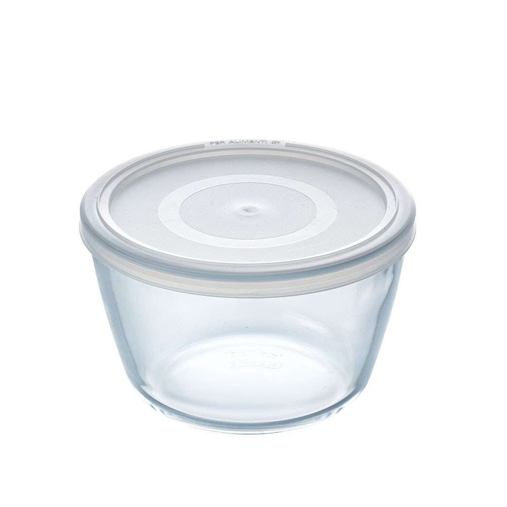 Pyrex Yuvarlak Kapaklı Cam Saklama Kabı 600 ml Beyaz