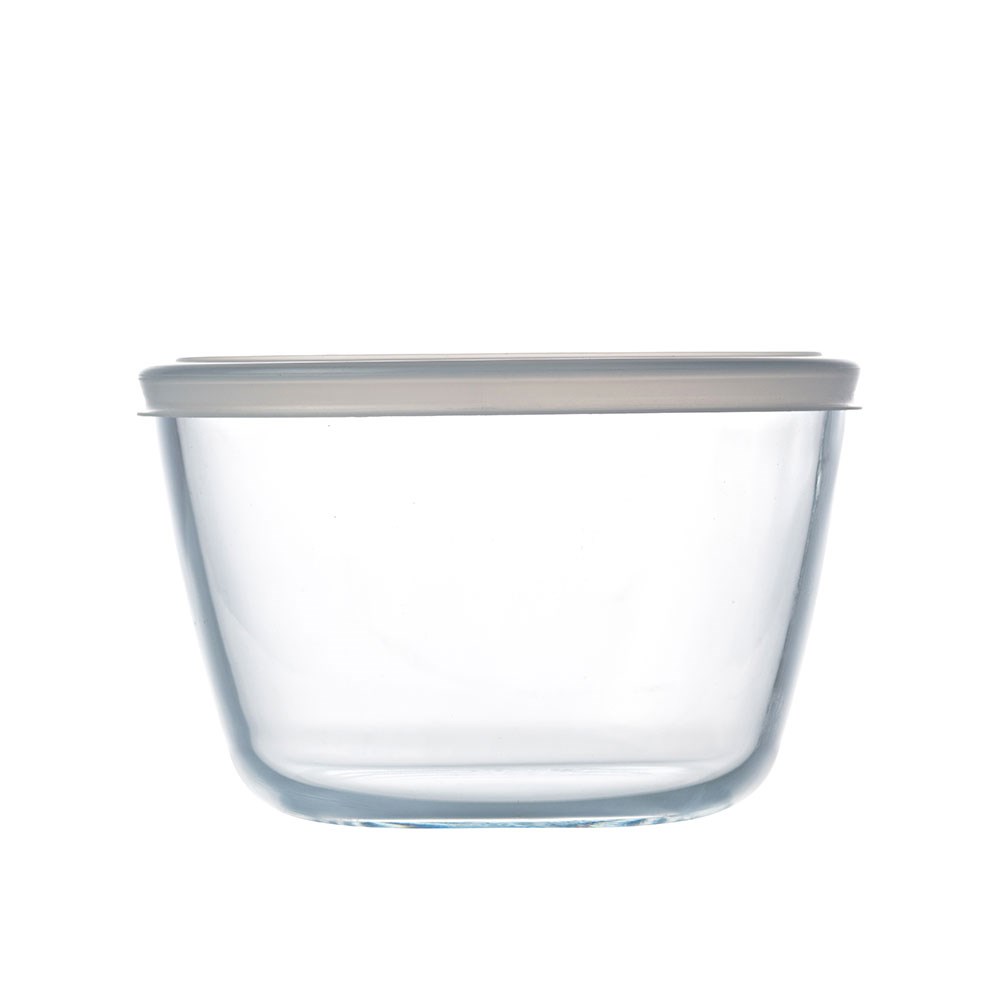 Pyrex Yuvarlak Kapaklı Cam Saklama Kabı 1.1 L Beyaz